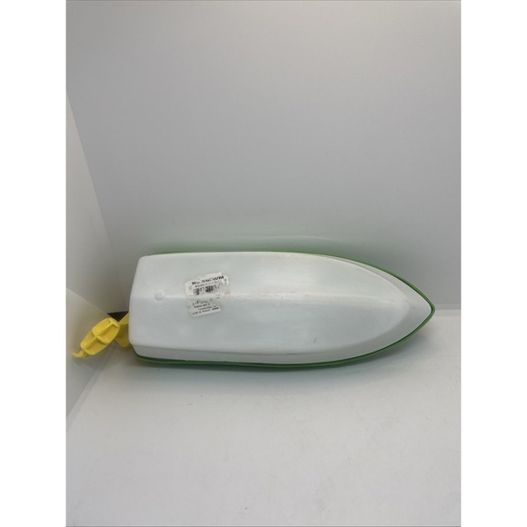 Vintage Processed Plastics Co speed boat motor boat, green & white & yellow, 11" - Picture 11 of 13